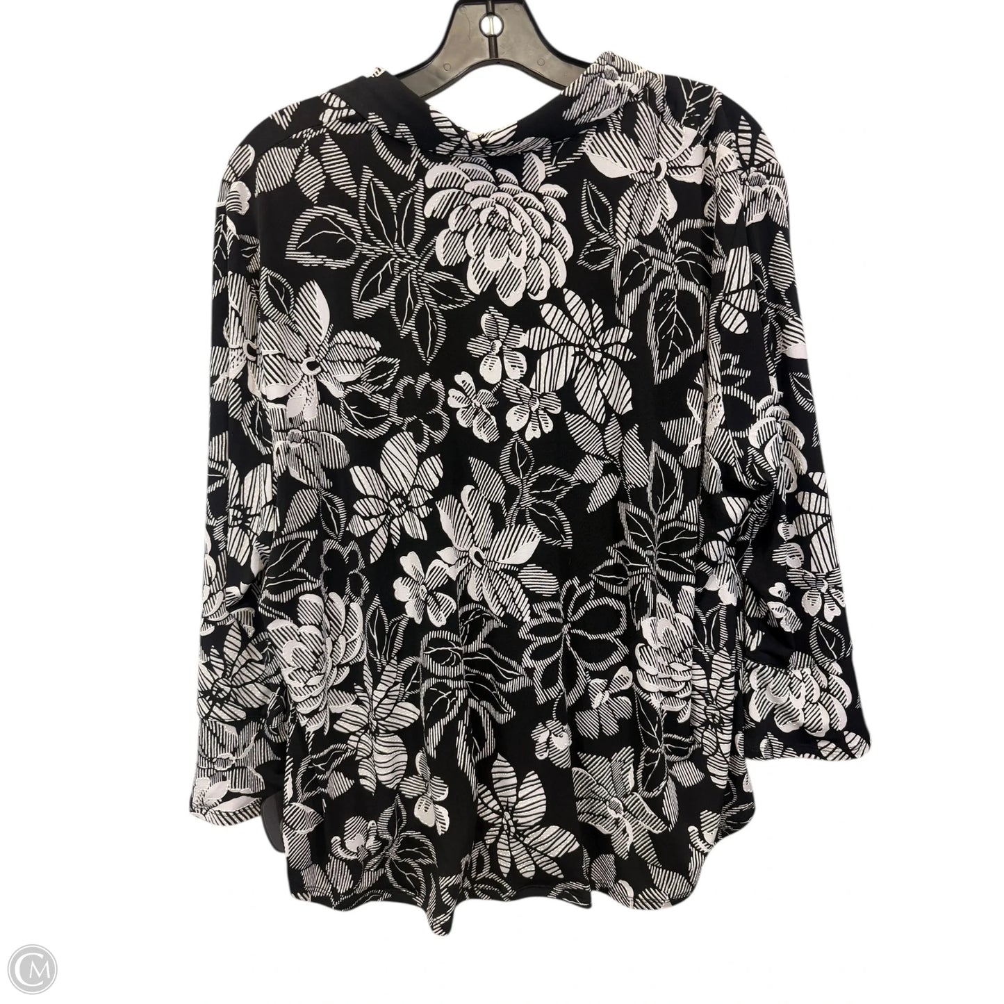 Top Long Sleeve By Alfred Dunner In Black & White, Size: Xlp