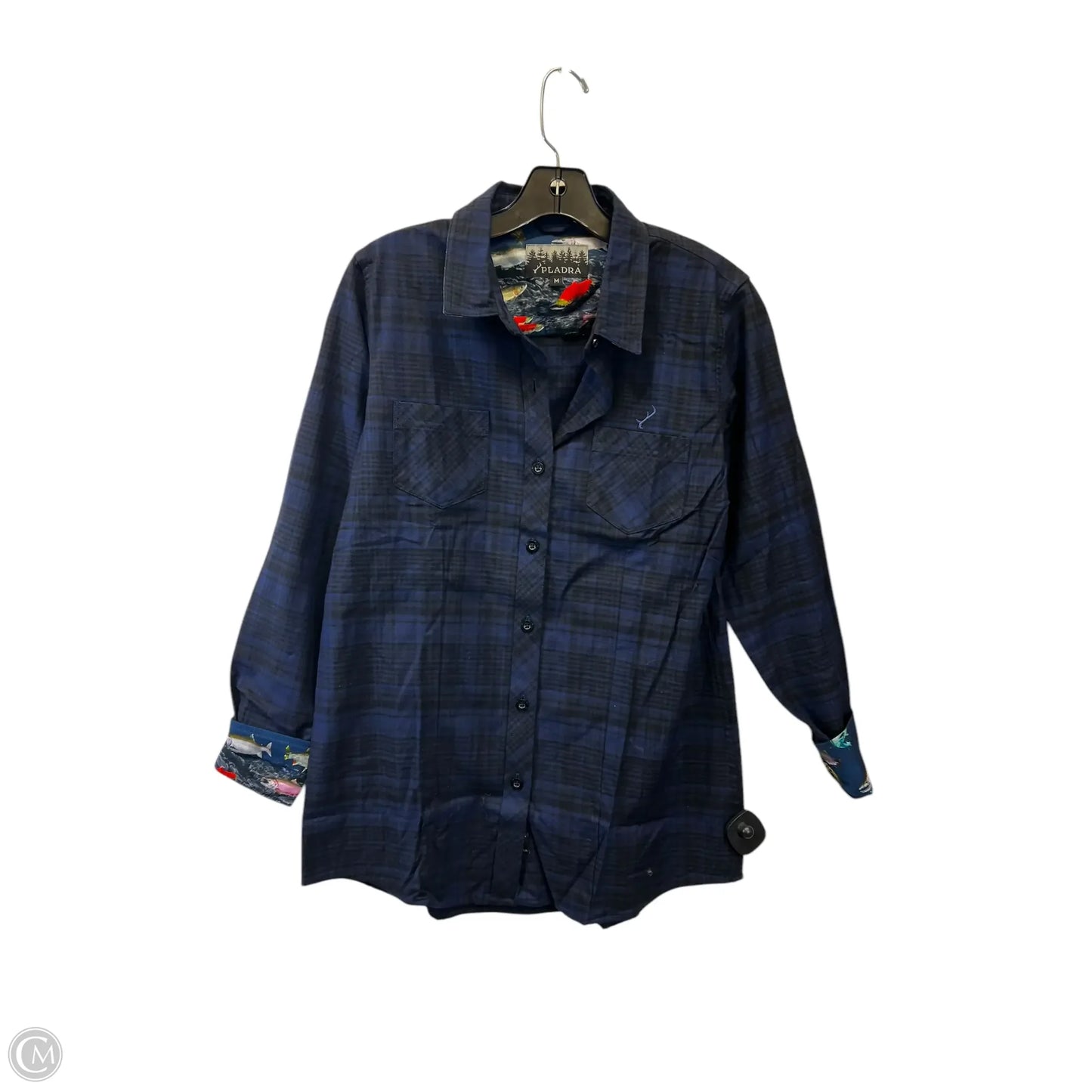 Top Long Sleeve By Plandra In Black & Blue, Size: M