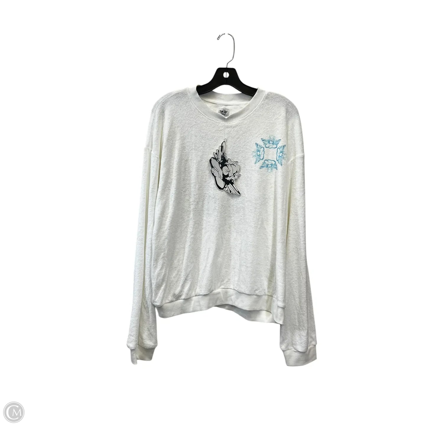 Sweatshirt Crewneck By Boys Lie In White & Yellow, Size: Osfm