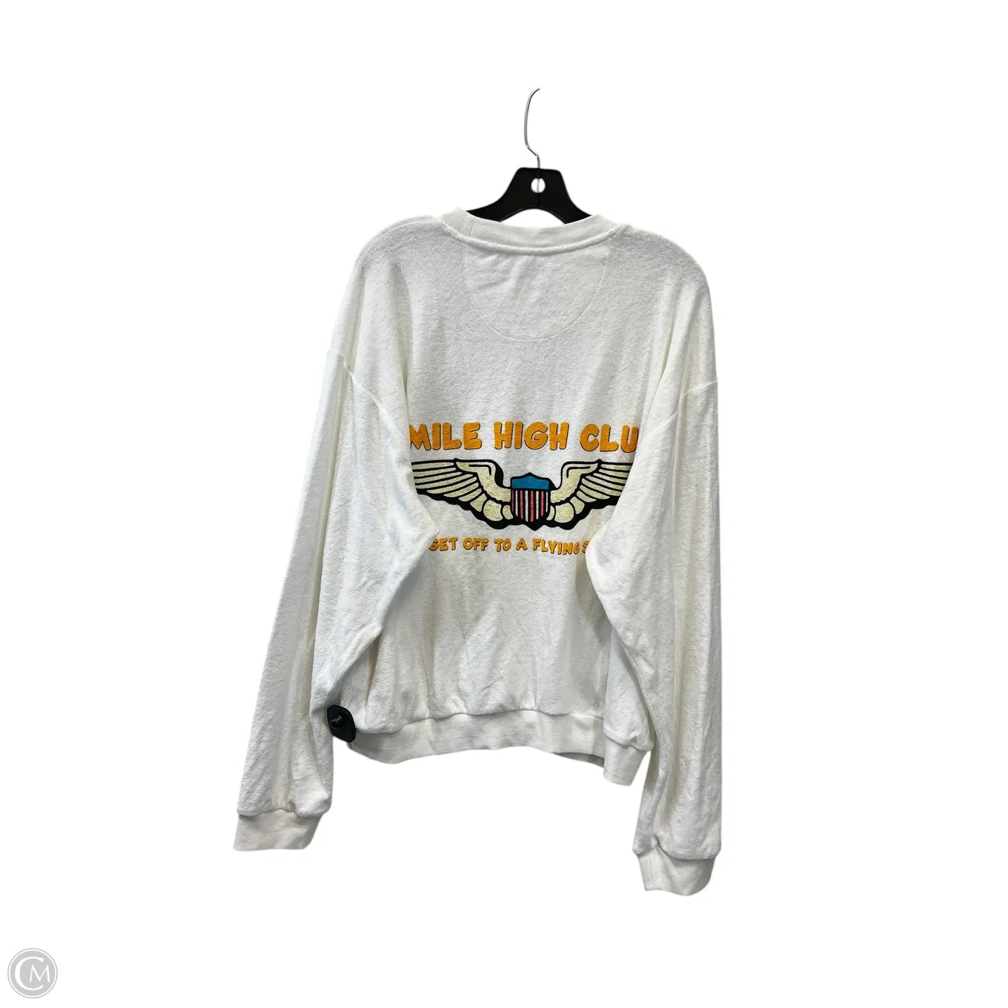 Sweatshirt Crewneck By Boys Lie In White & Yellow, Size: Osfm