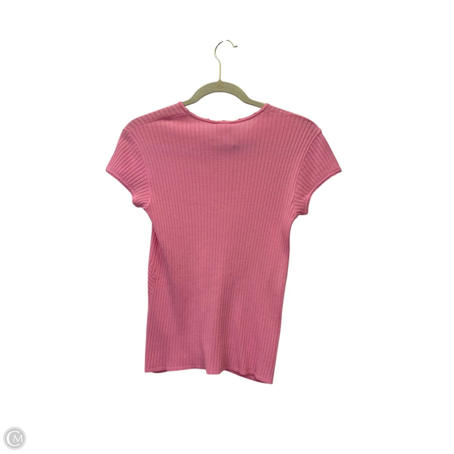 Top Short Sleeve Luxury Designer By Chanel In Pink, Size: S
