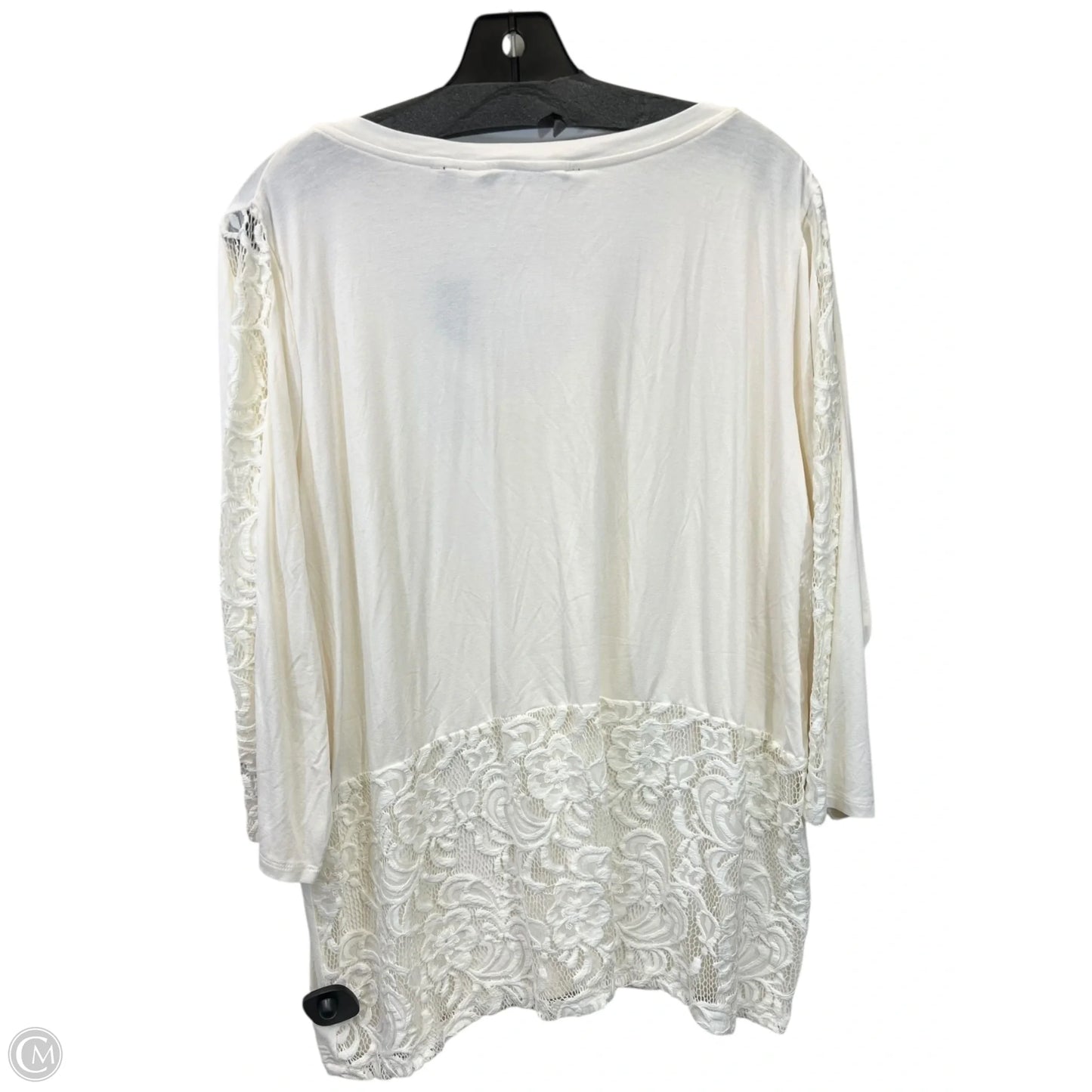 Top Short Sleeve By Cyrus Knits In Cream, Size: 2x