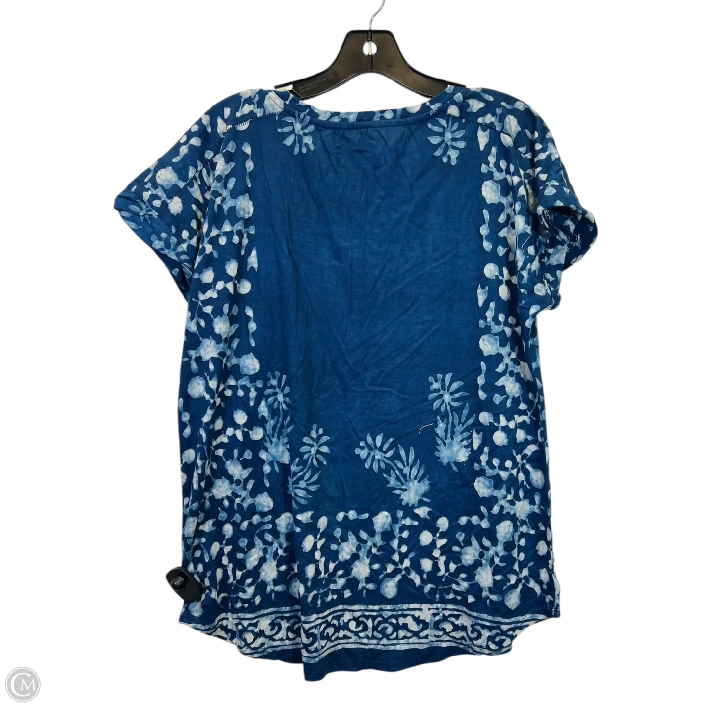 Top Short Sleeve By Lucky Brand In Blue & Cream, Size: L