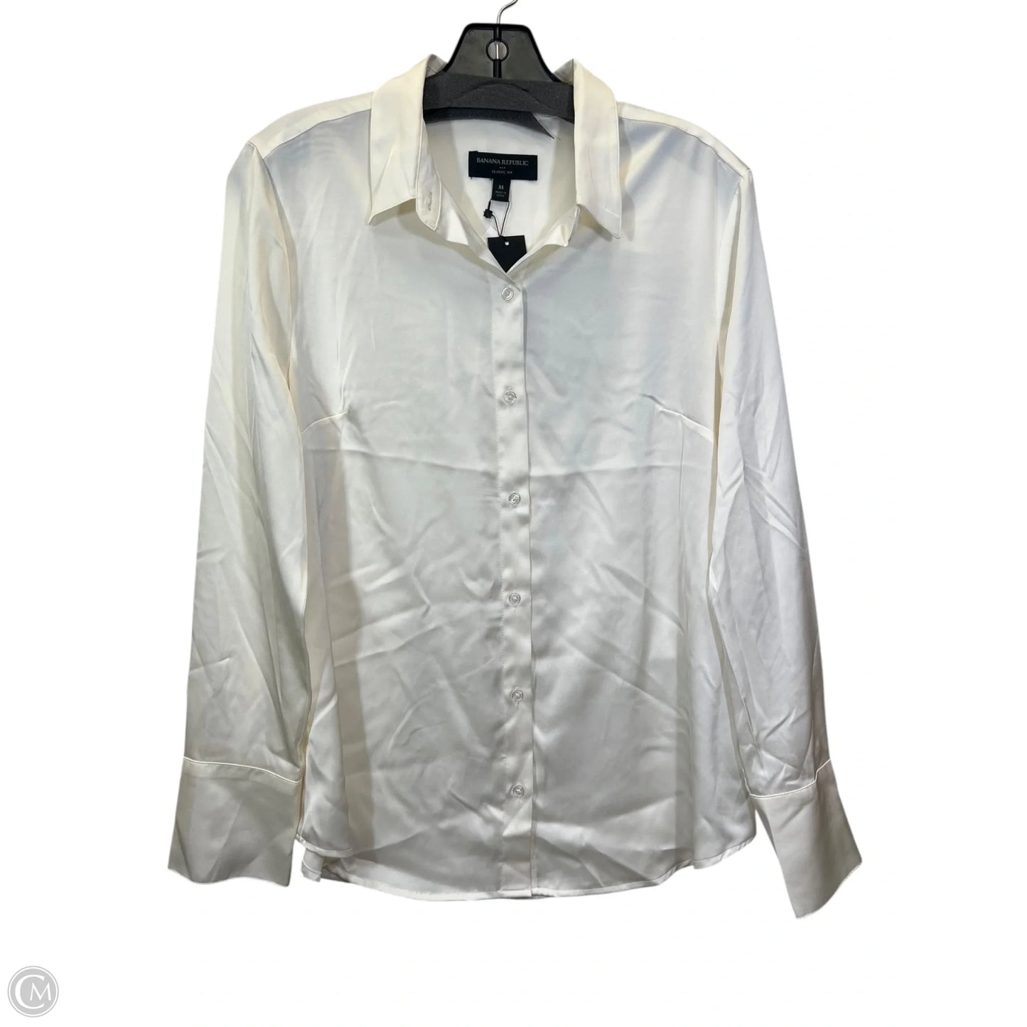 Top Long Sleeve By Banana Republic In Cream, Size: M