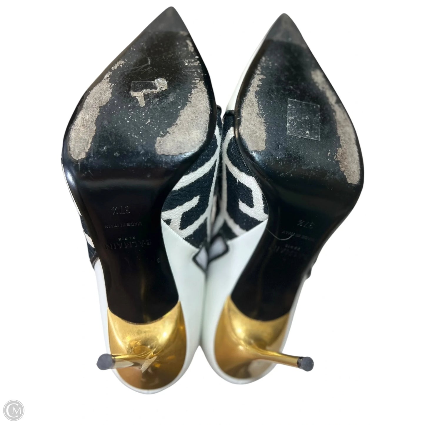 Boots Luxury Designer By Balmain In Black & White, Size: 7