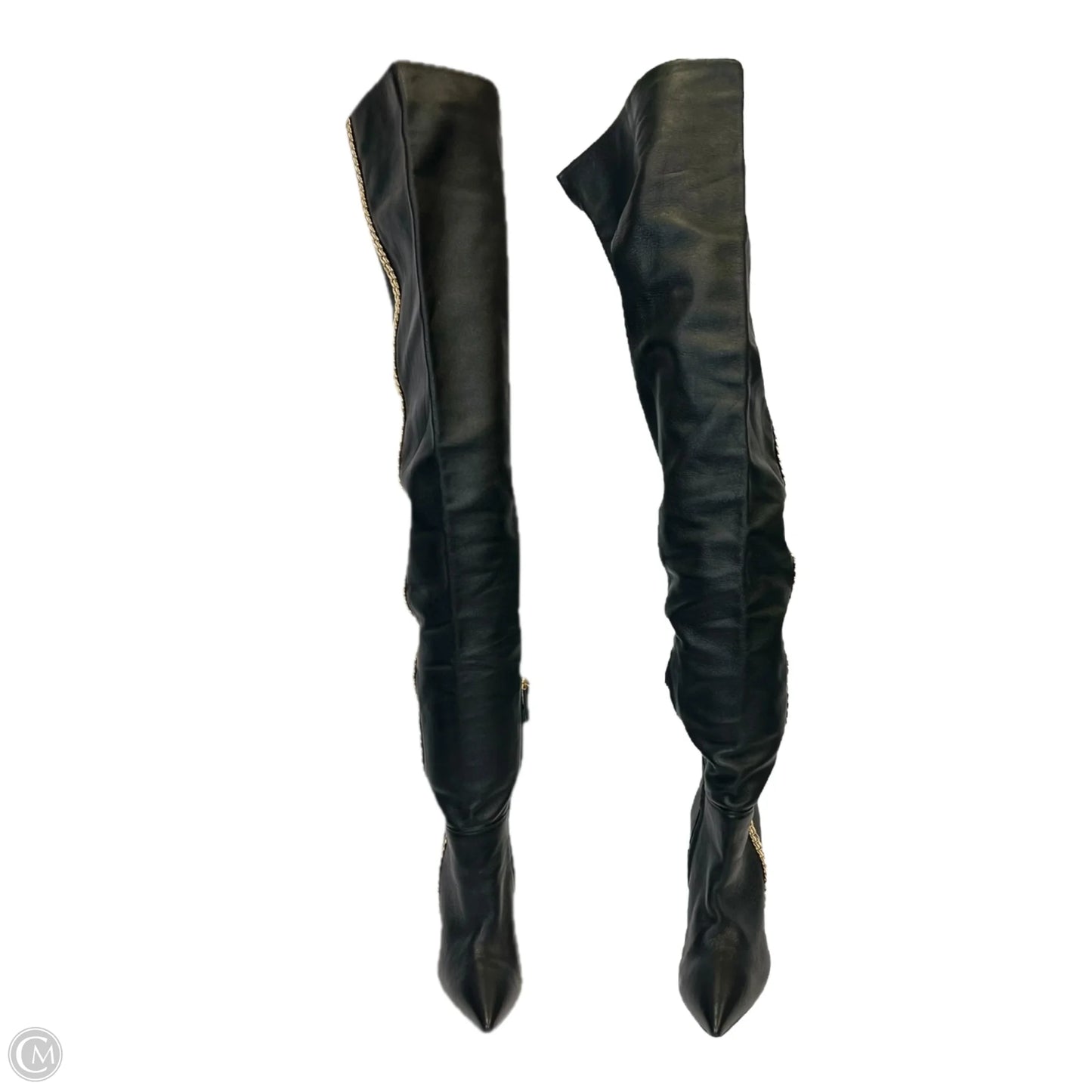 Boots Over-the-knee Heels By Giuseppe Zanotti In Black & Gold, Size: 5.5