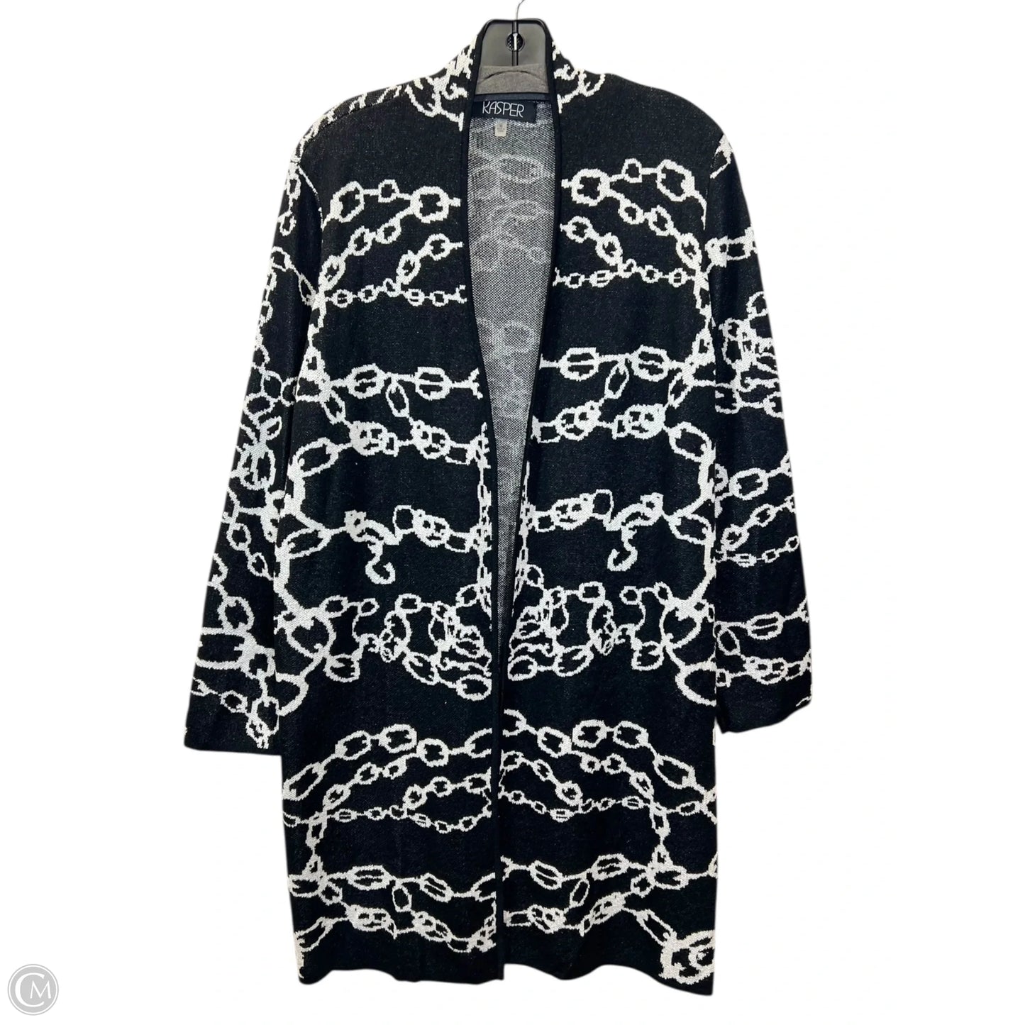Sweater Cardigan By Kasper In Black & White, Size: Xl