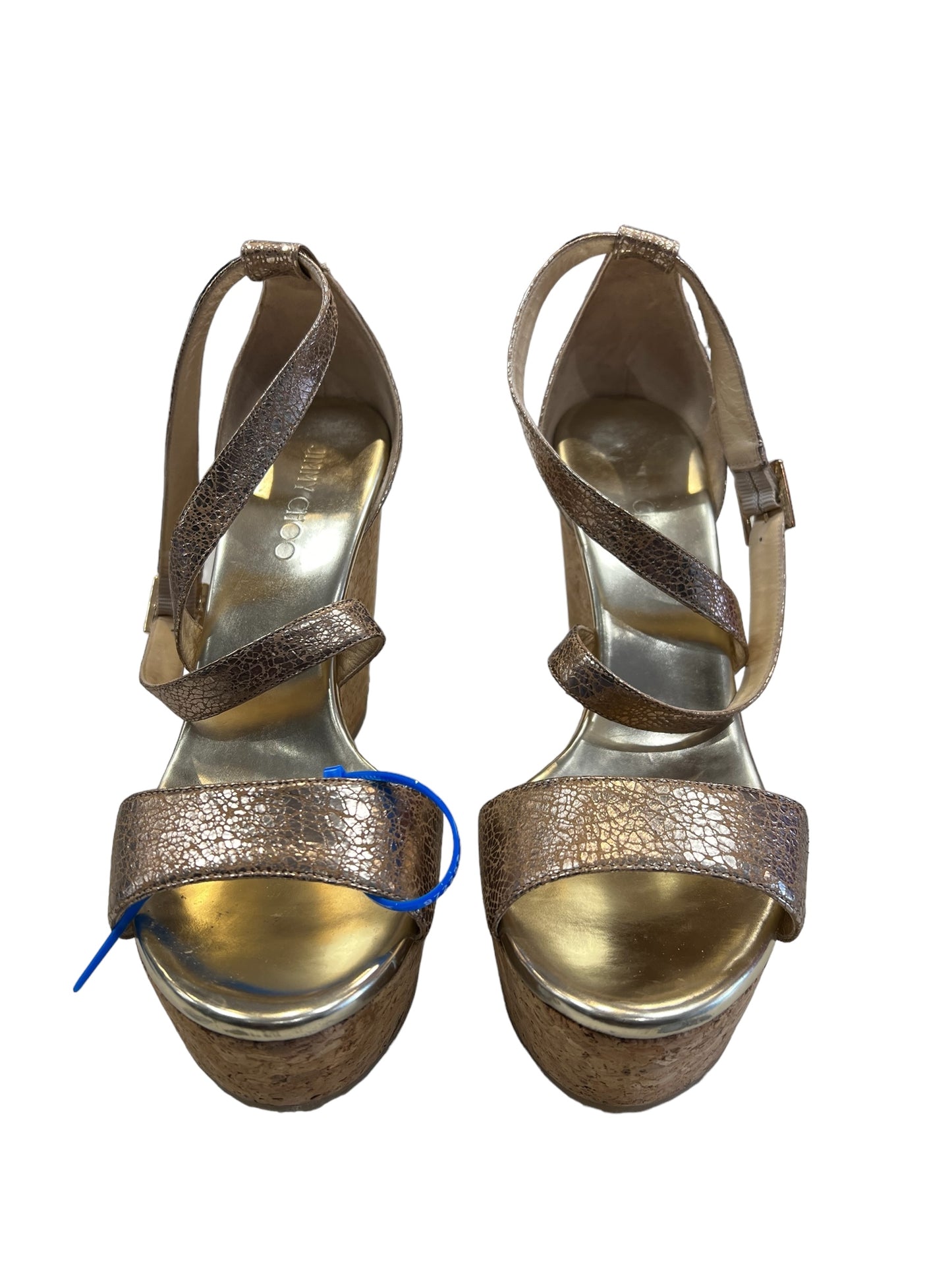 Gold Sandals Luxury Designer Jimmy Choo, Size 11