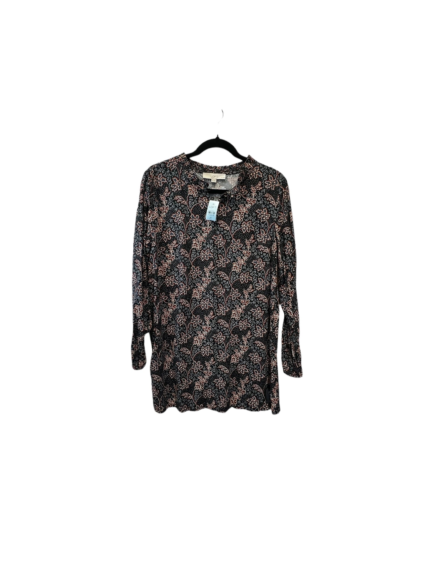 Black & Orange Top Long Sleeve Loft, Size Petite M