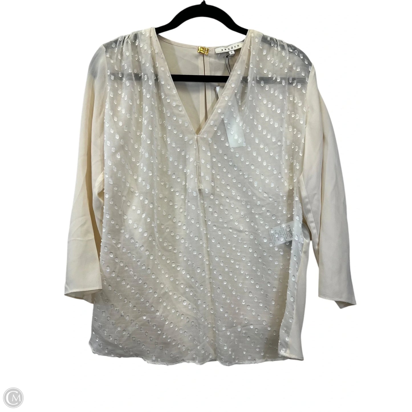 Top Long Sleeve Designer By Sandro In Cream, Size: Xs