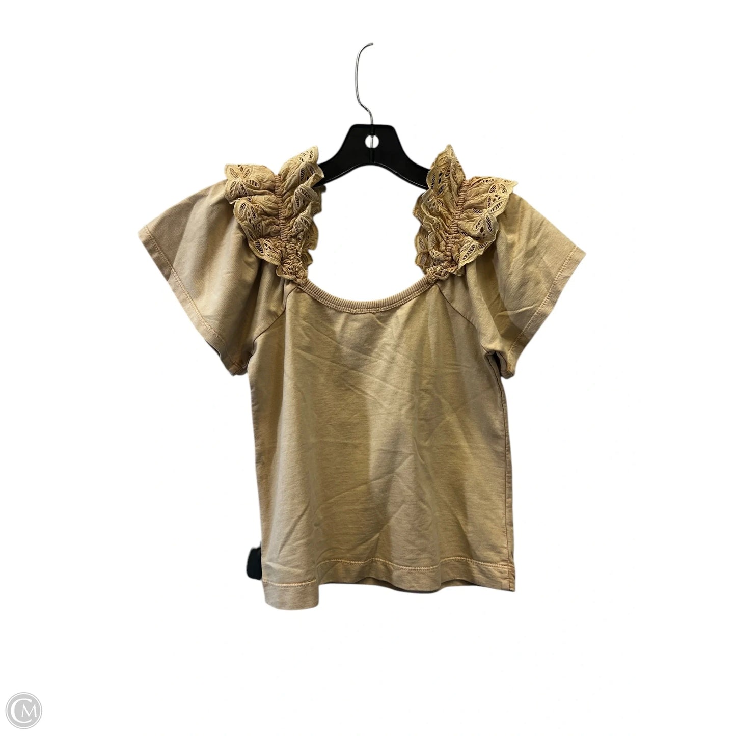 Top Short Sleeve Designer By Pilcro In Tan, Size: Xxs