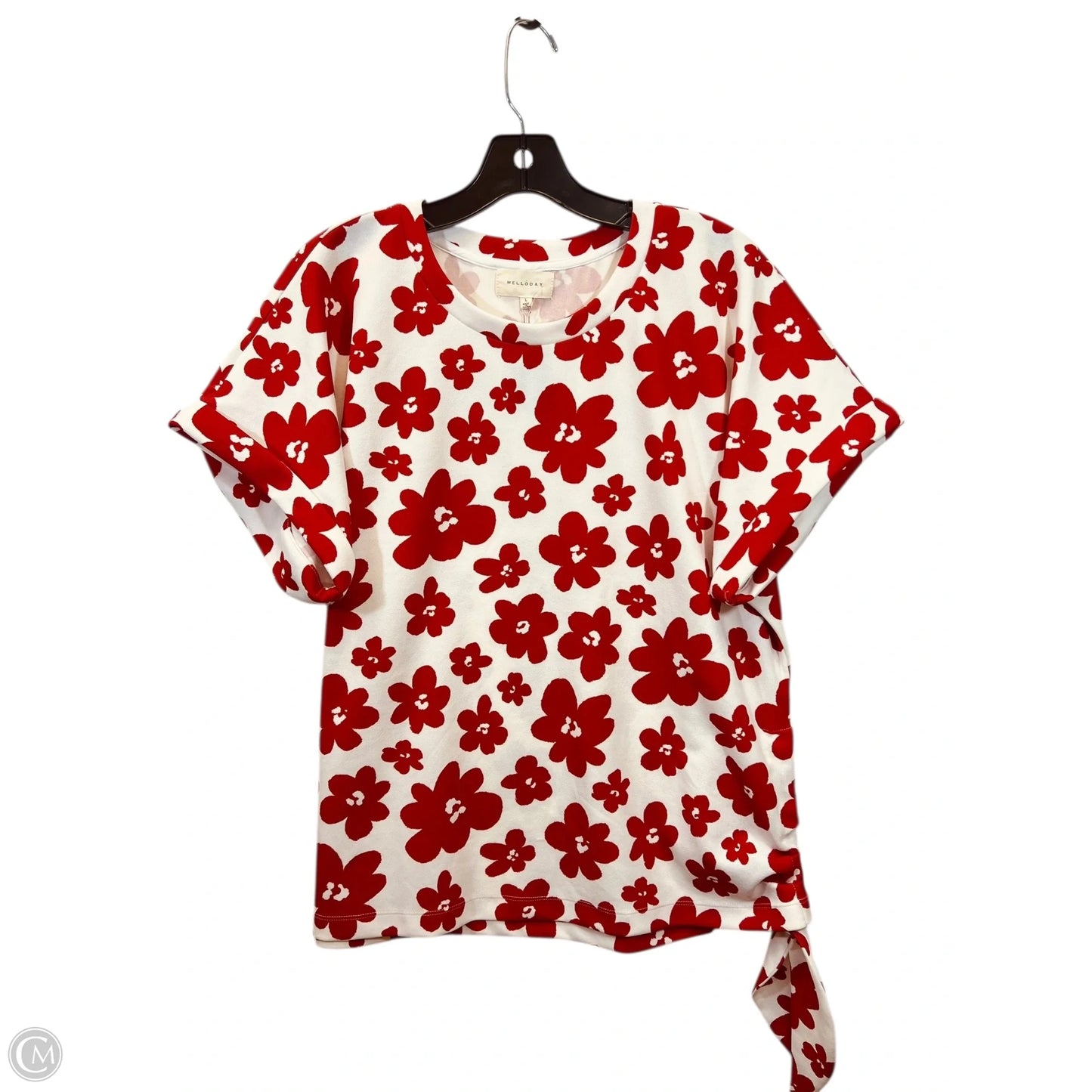 Top Short Sleeve By Melloday In Red & White, Size: L
