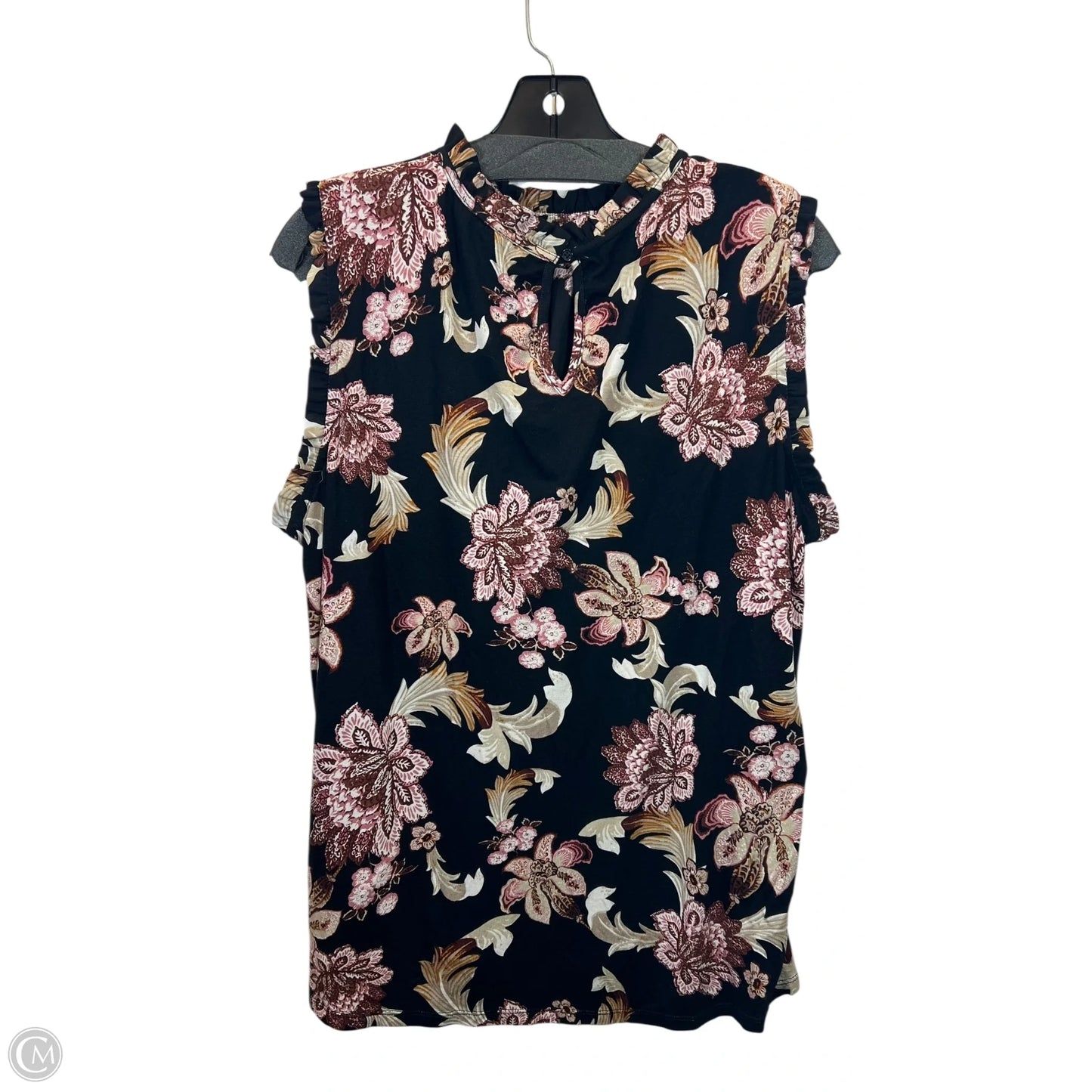 Top Sleeveless By Tahari By Arthur Levine In Black & Brown, Size: 1x