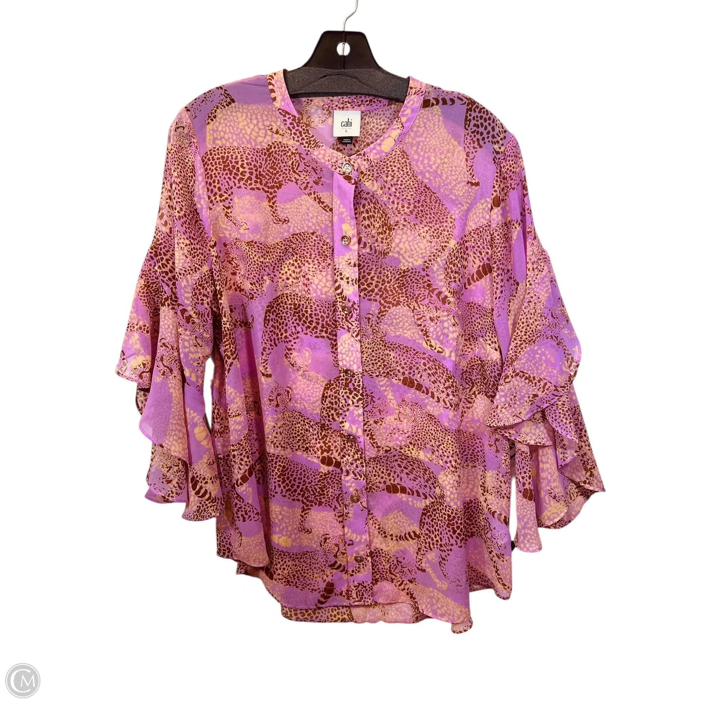 Top 3/4 Sleeve By Cabi In Pink, Size: L