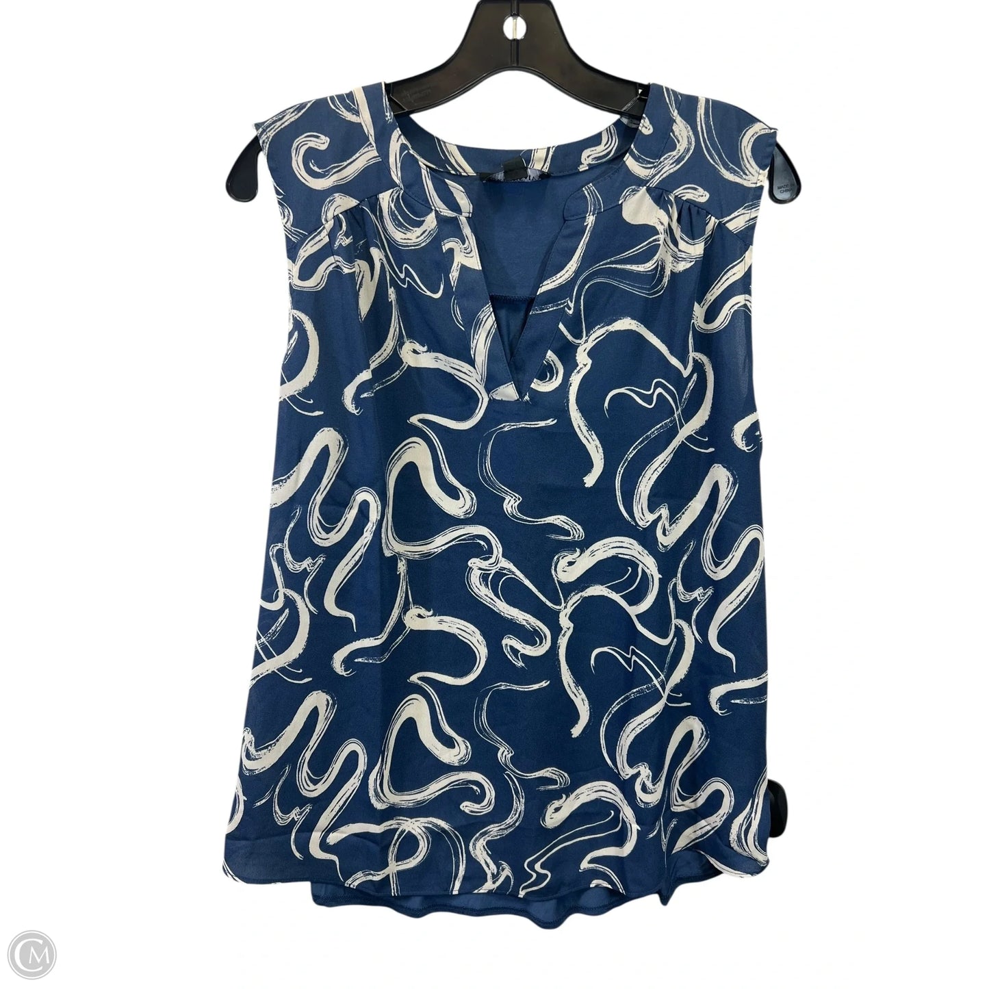 Top Sleeveless By Fortune & Ivy In Blue & Cream, Size: M