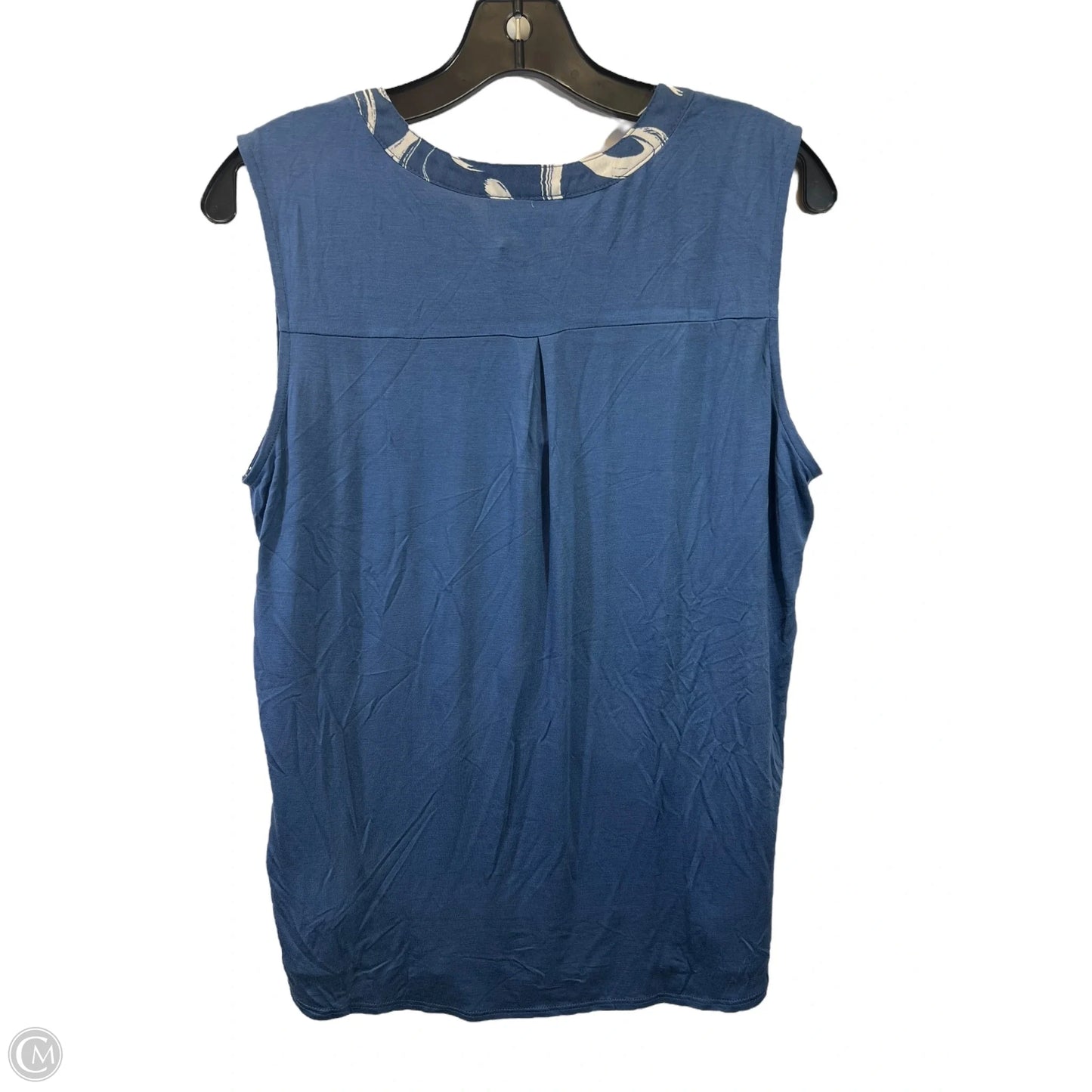 Top Sleeveless By Fortune & Ivy In Blue & Cream, Size: M