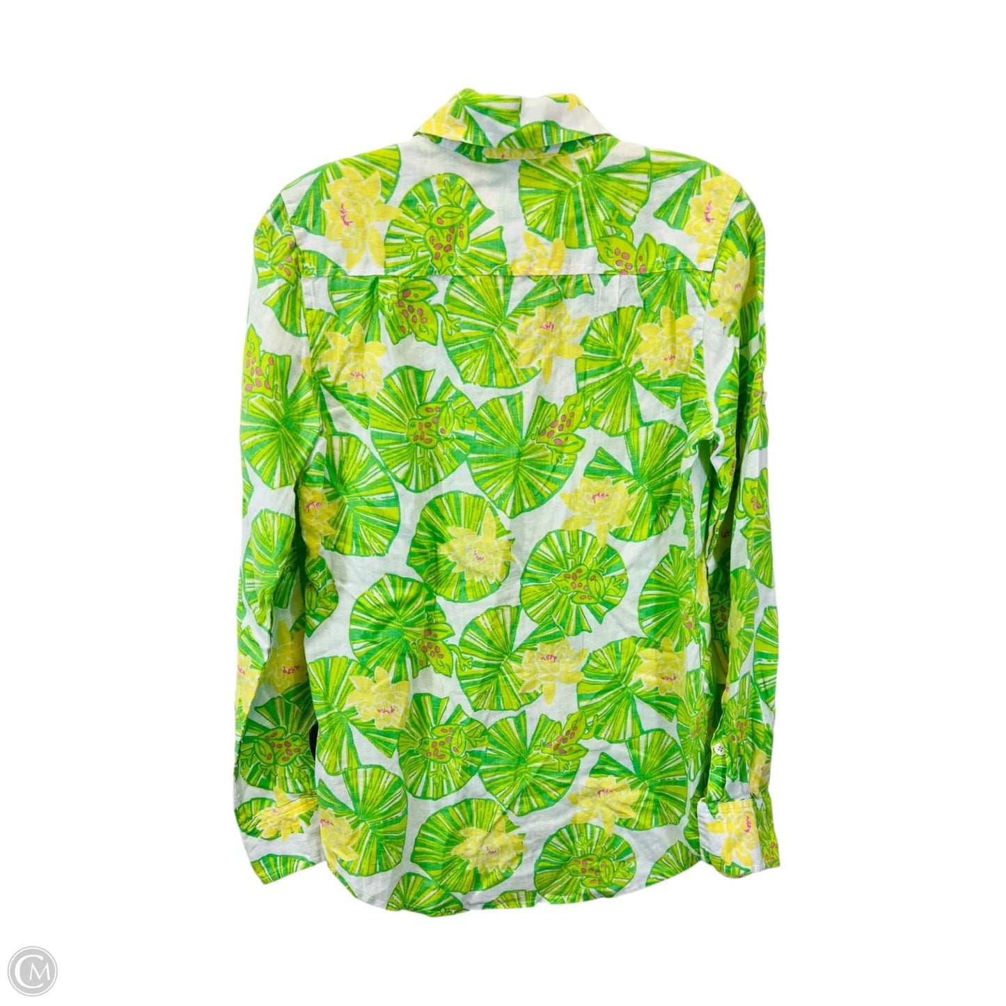 Top Long Sleeve By Lilly Pulitzer In Green & White, Size: Xs