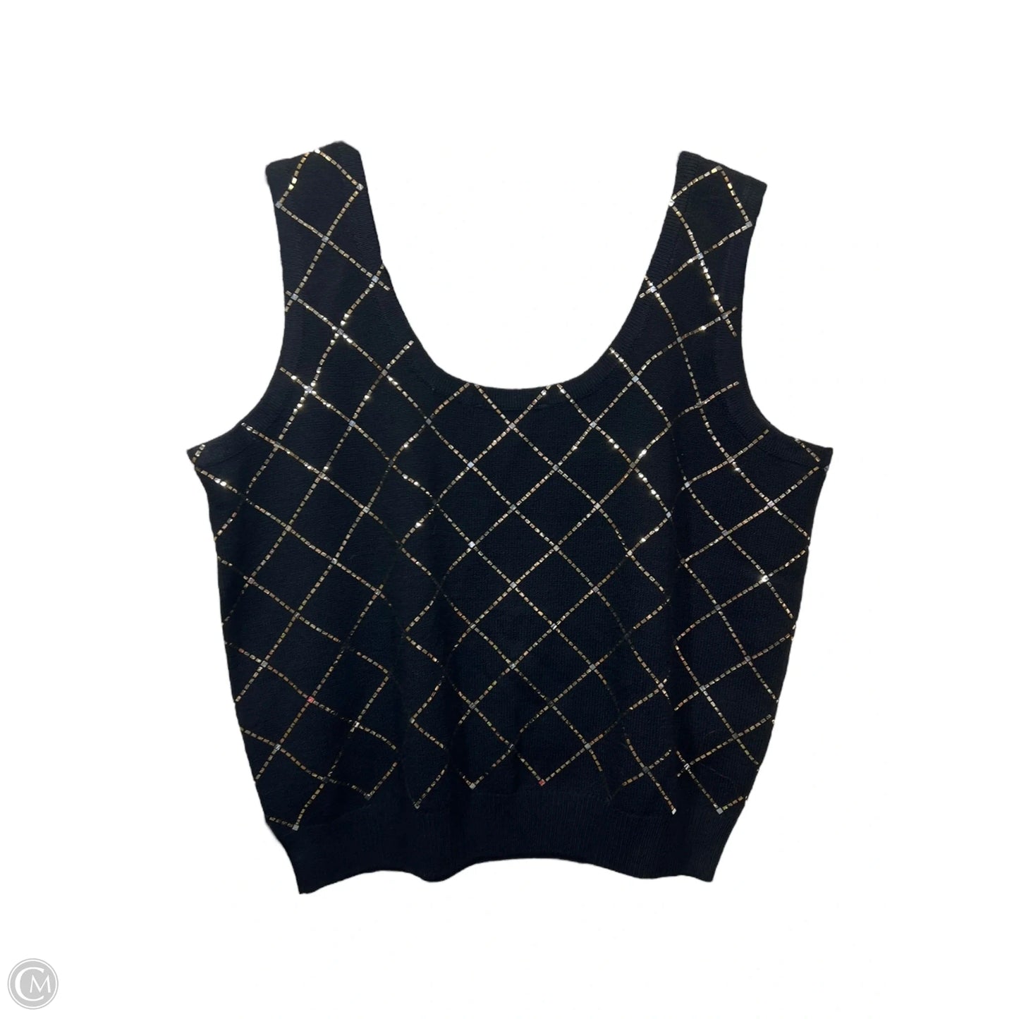 Top Sleeveless Designer By St John Collection In Black & Gold, Size: Xl