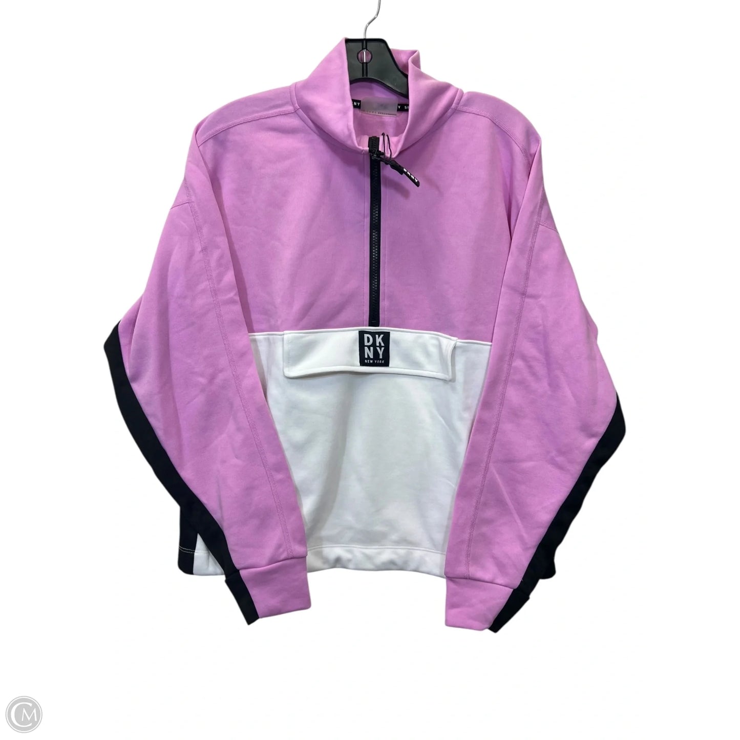 Top Long Sleeve By Dkny In Black & Pink, Size: M