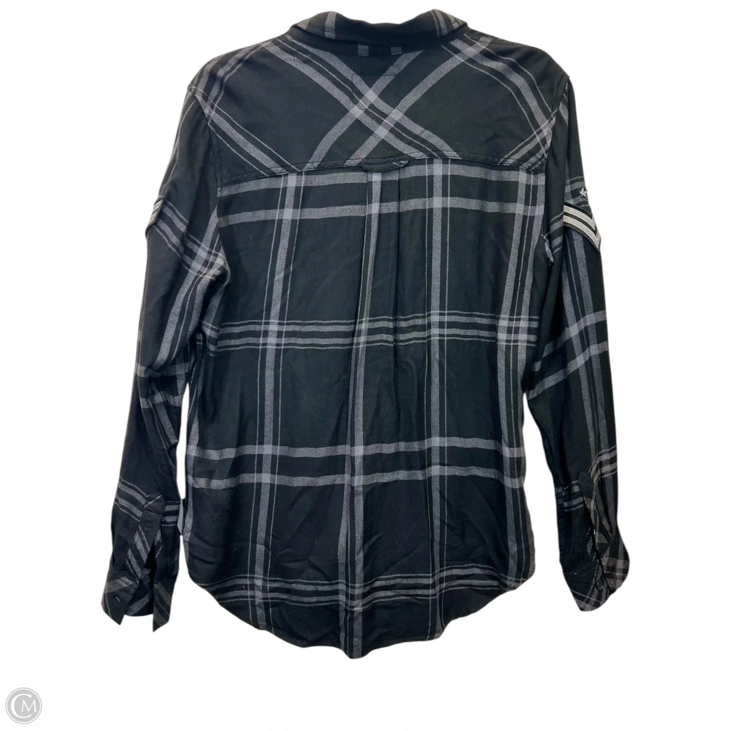 Top Long Sleeve Designer By Rails In Black & Grey, Size: S
