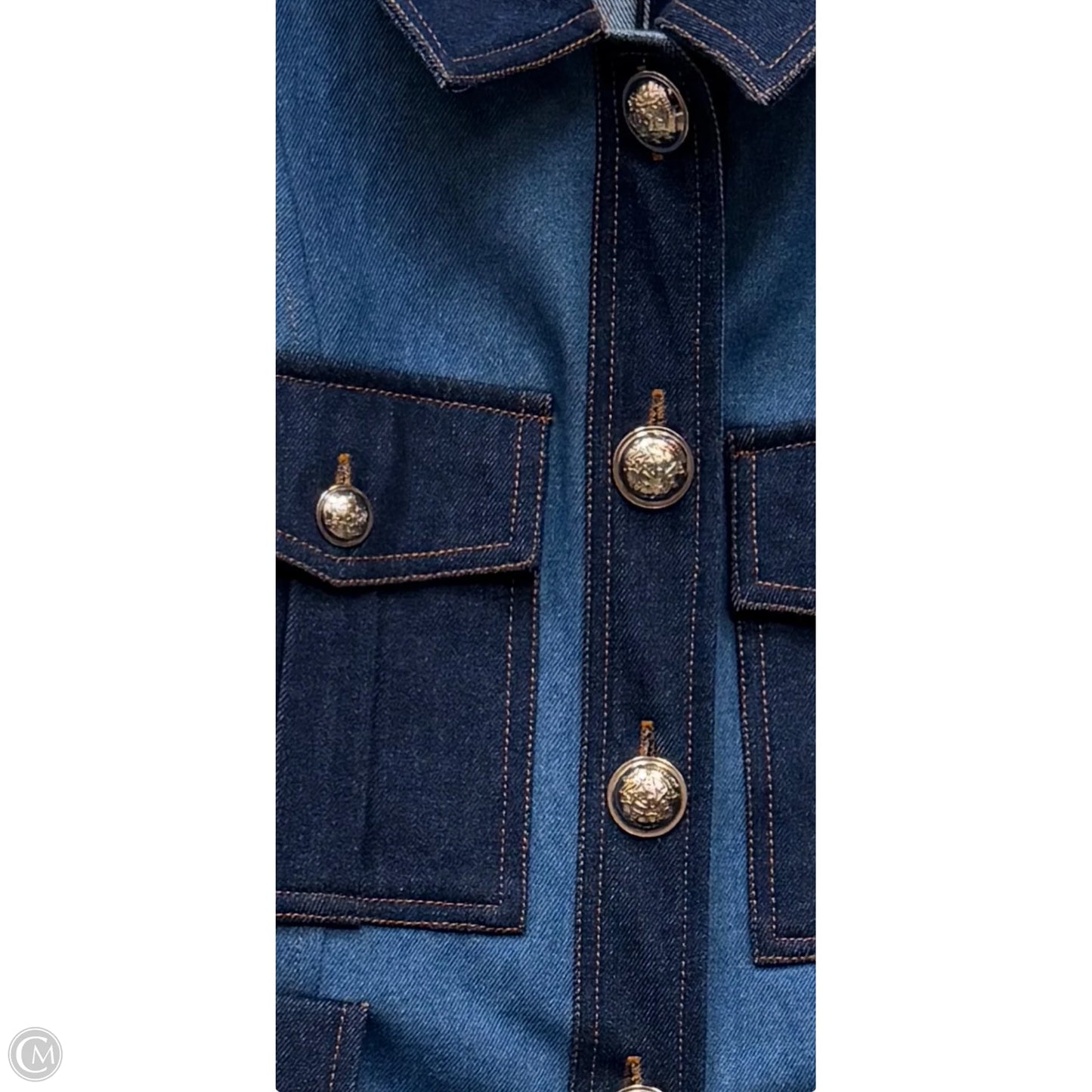 Jacket Designer By Avec Les Filles In Blue Denim, Size: S