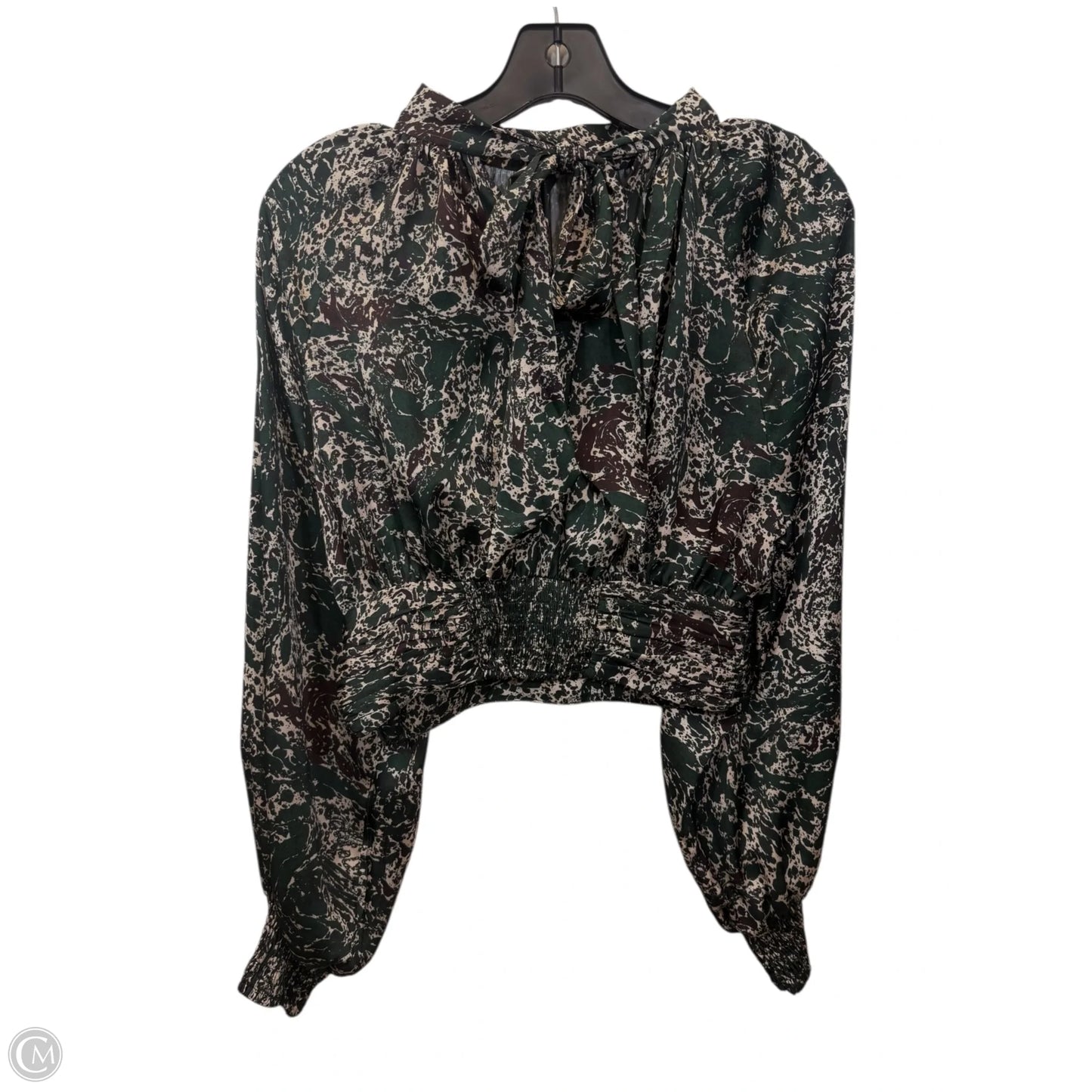 Top Long Sleeve By Zara In Green & Tan, Size: S