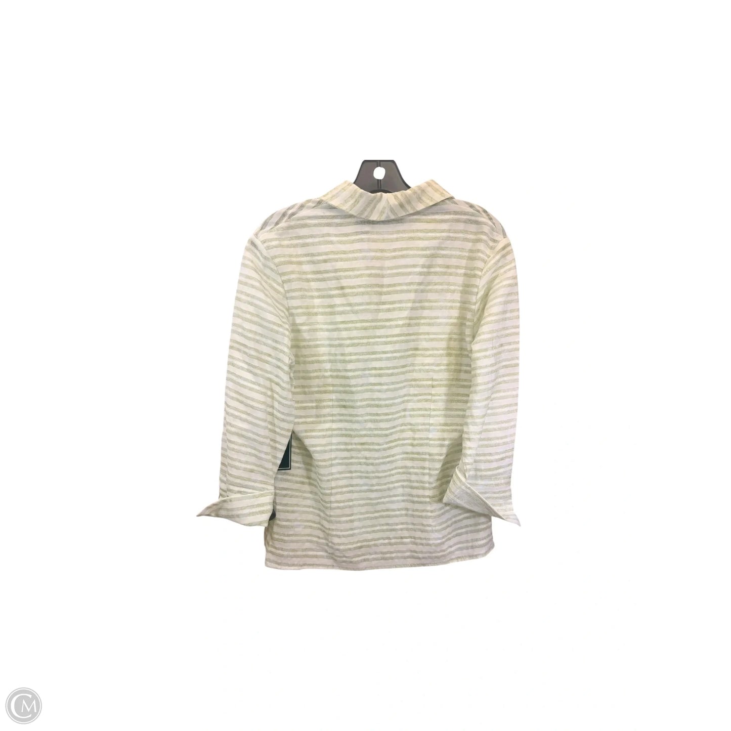 Top 3/4 Sleeve By Allison Morgan In Green & White, Size: M