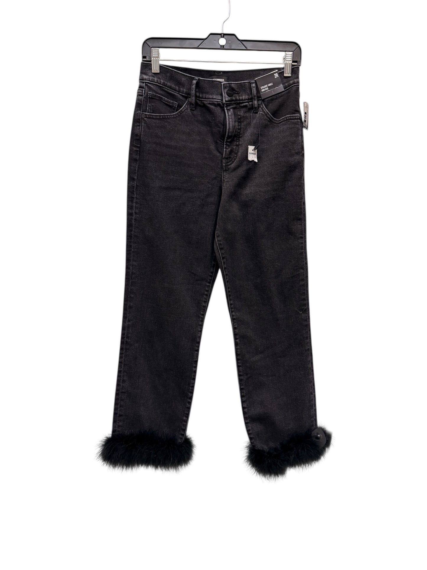 Jeans Straight By Express In Black Denim, Size: 2