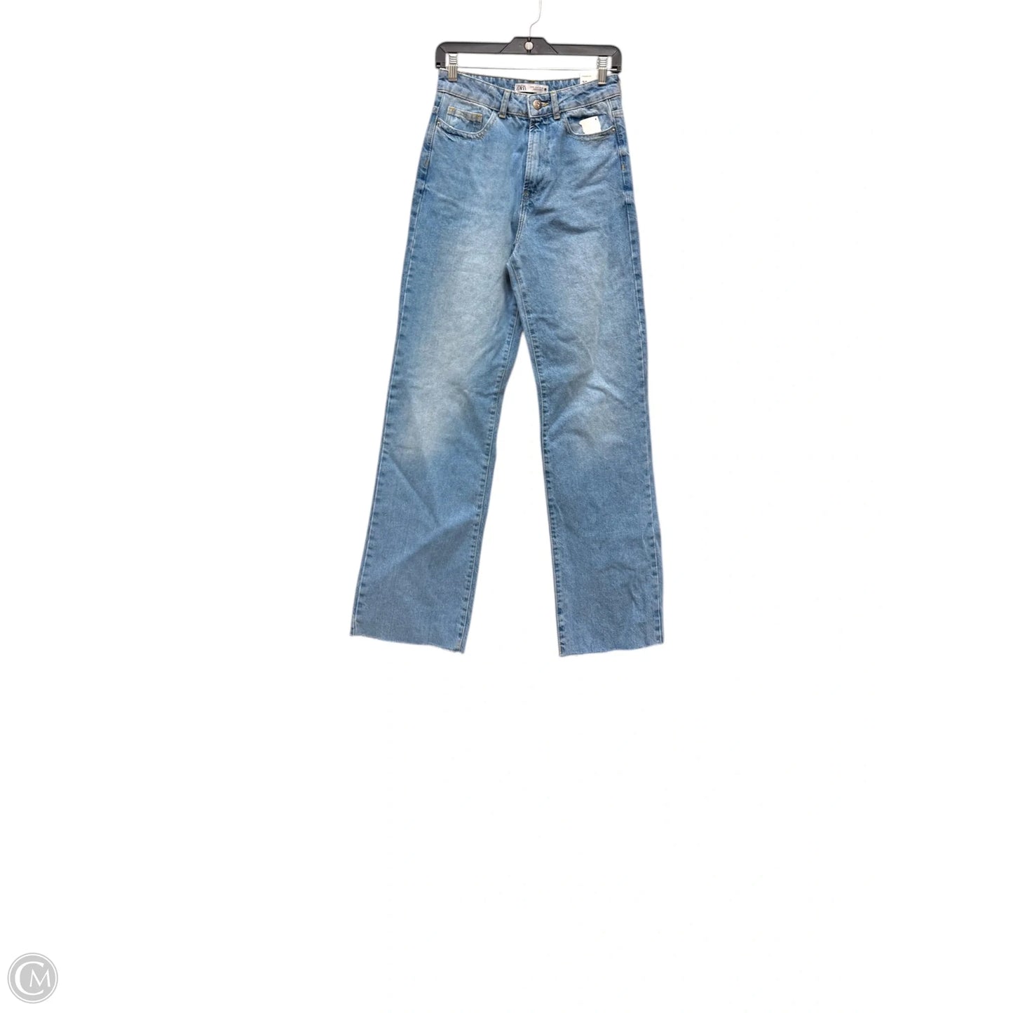 Jeans Straight By Zara In Blue Denim, Size: 4