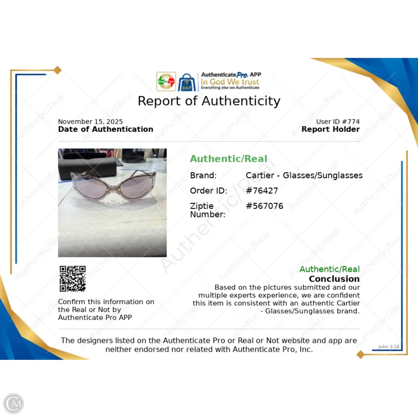 Sunglasses Luxury Designer By Cartier