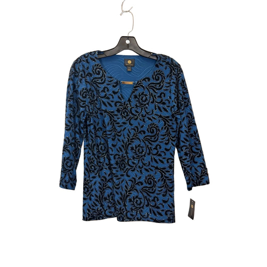 Top Long Sleeve By Jm Collections In Black & Blue, Size: S