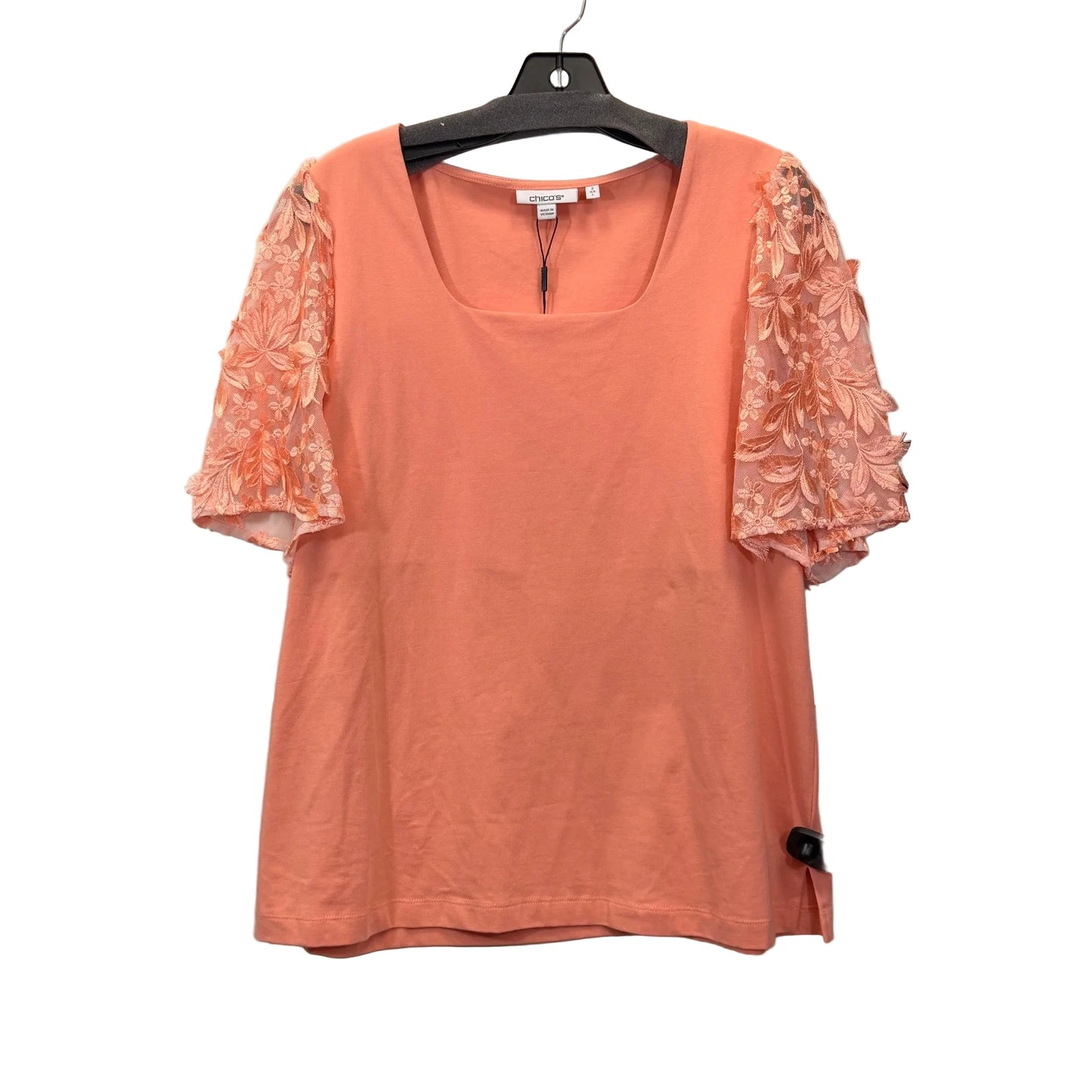 Top Short Sleeve By Chicos In Peach, Size: L