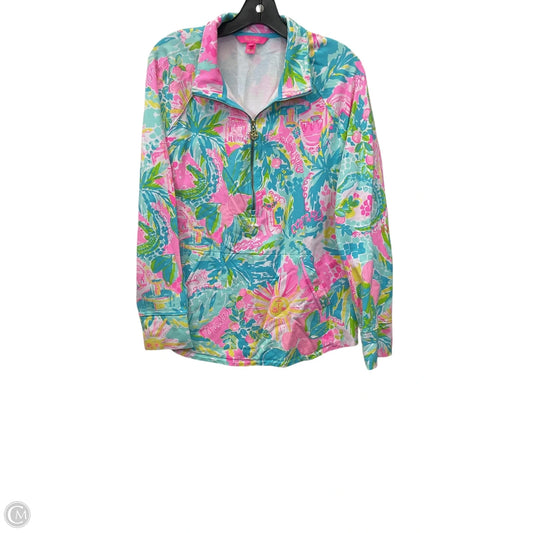 Athletic Jacket By Lilly Pulitzer In Blue & Pink, Size: L