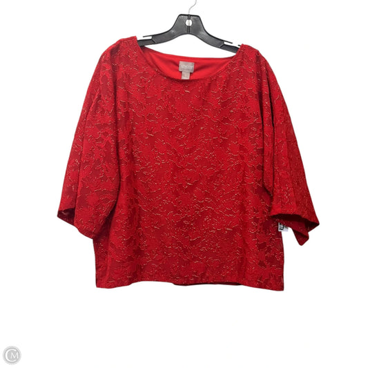 Top 3/4 Sleeve By Chicos In Red & Tan, Size: M