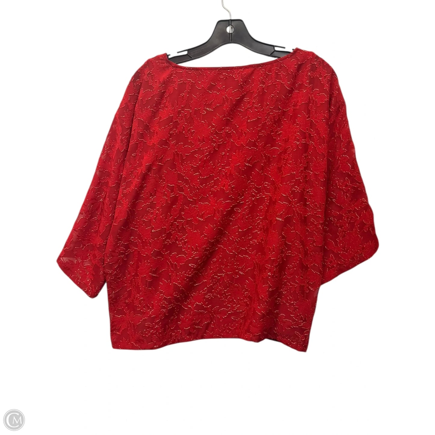 Top 3/4 Sleeve By Chicos In Red & Tan, Size: M