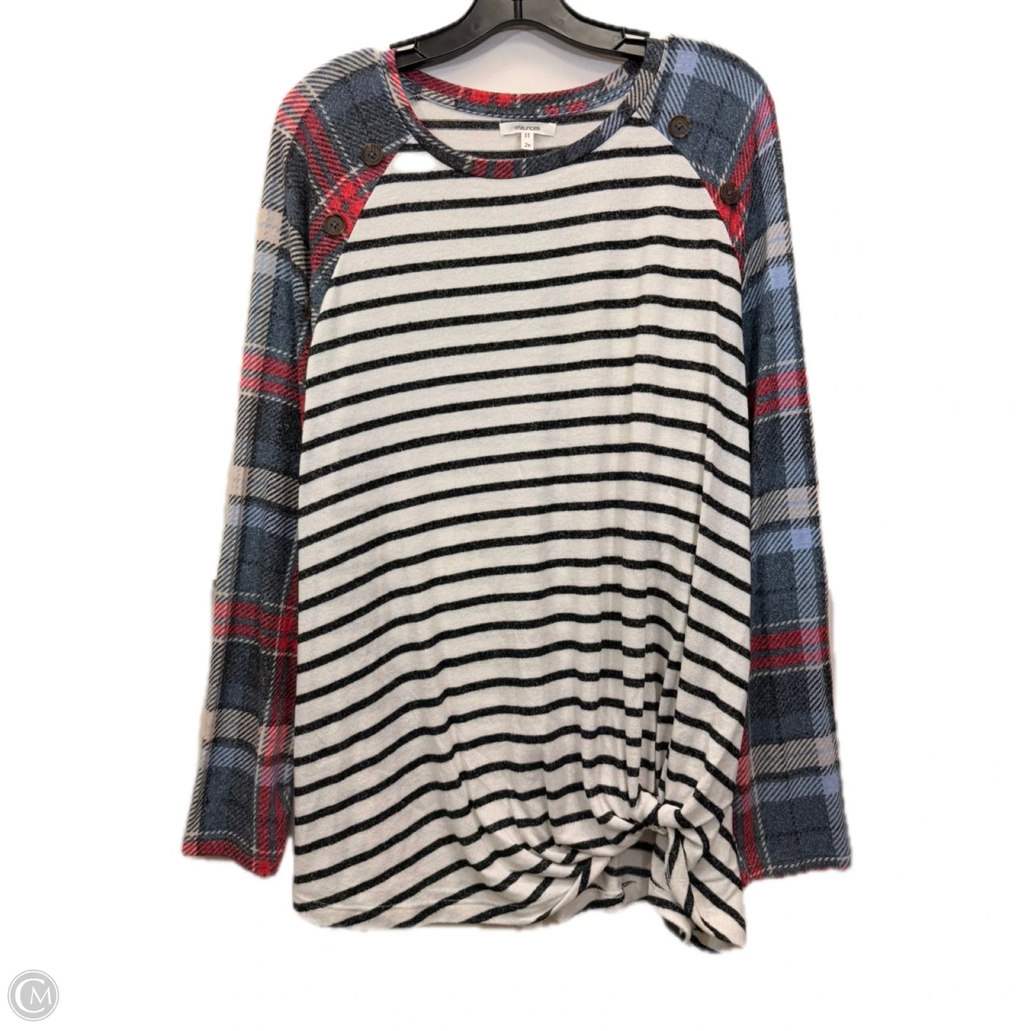Top Long Sleeve By Maurices In Plaid Pattern, Size: 2x
