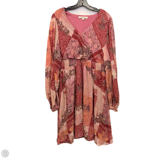 Dress Casual Midi By Rewind In Pink & Red, Size: Xxl