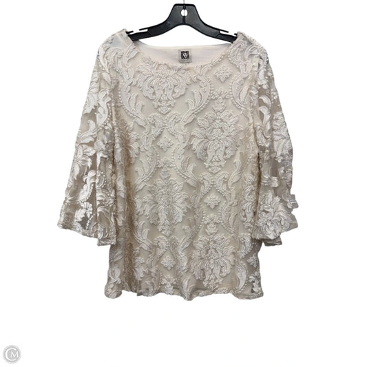 Top Long Sleeve By Anne Klein In Tan, Size: M