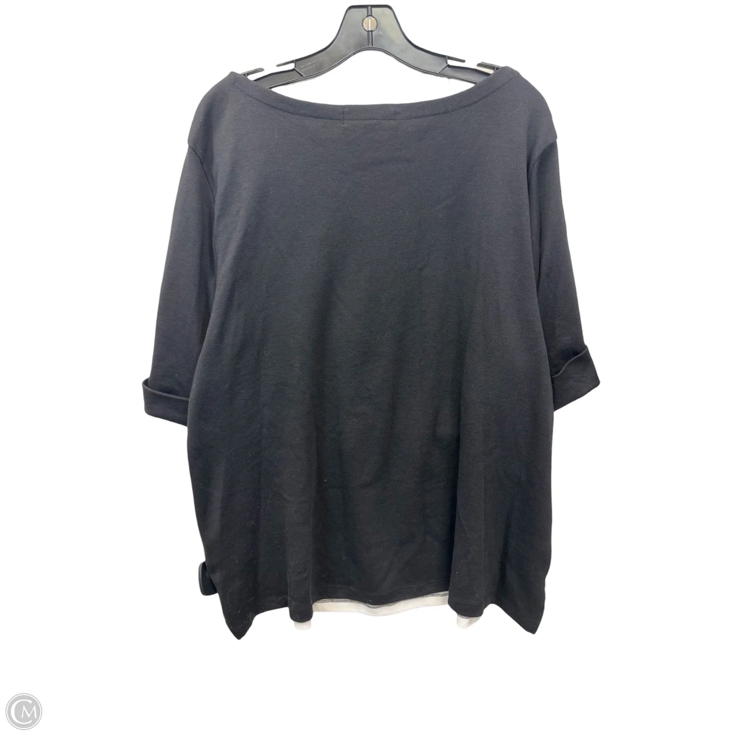 Top Short Sleeve By Karen Scott In Black & White, Size: 2x