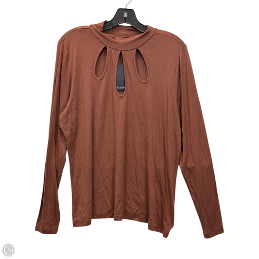 Top Long Sleeve By Elodie In Brown, Size: 2x
