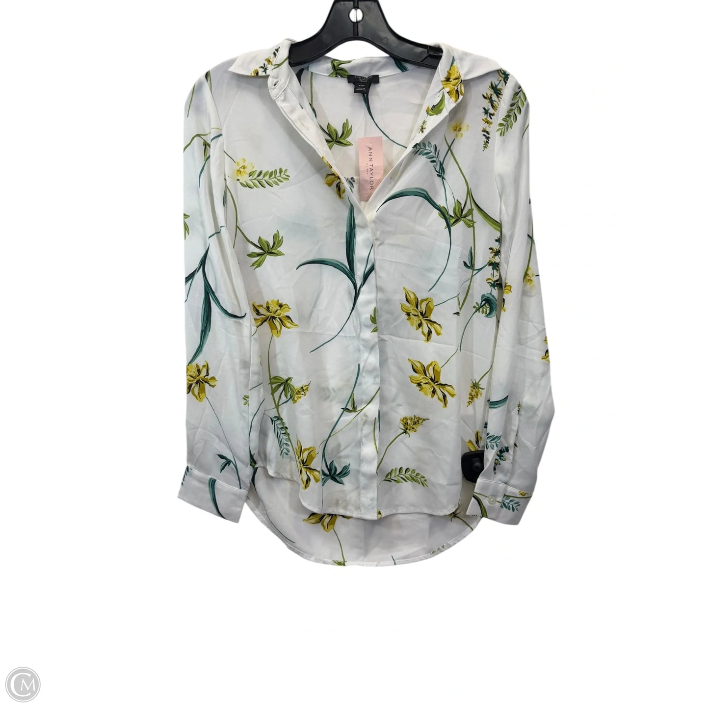 Top Long Sleeve By Ann Taylor In Green & Yellow, Size: Xxsp
