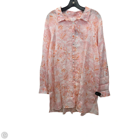 Top Long Sleeve By Sigrid Olsen In Orange & Pink, Size: 2x