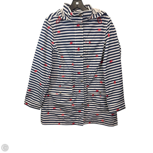Coat Raincoat By Talbots In Blue & White, Size: M