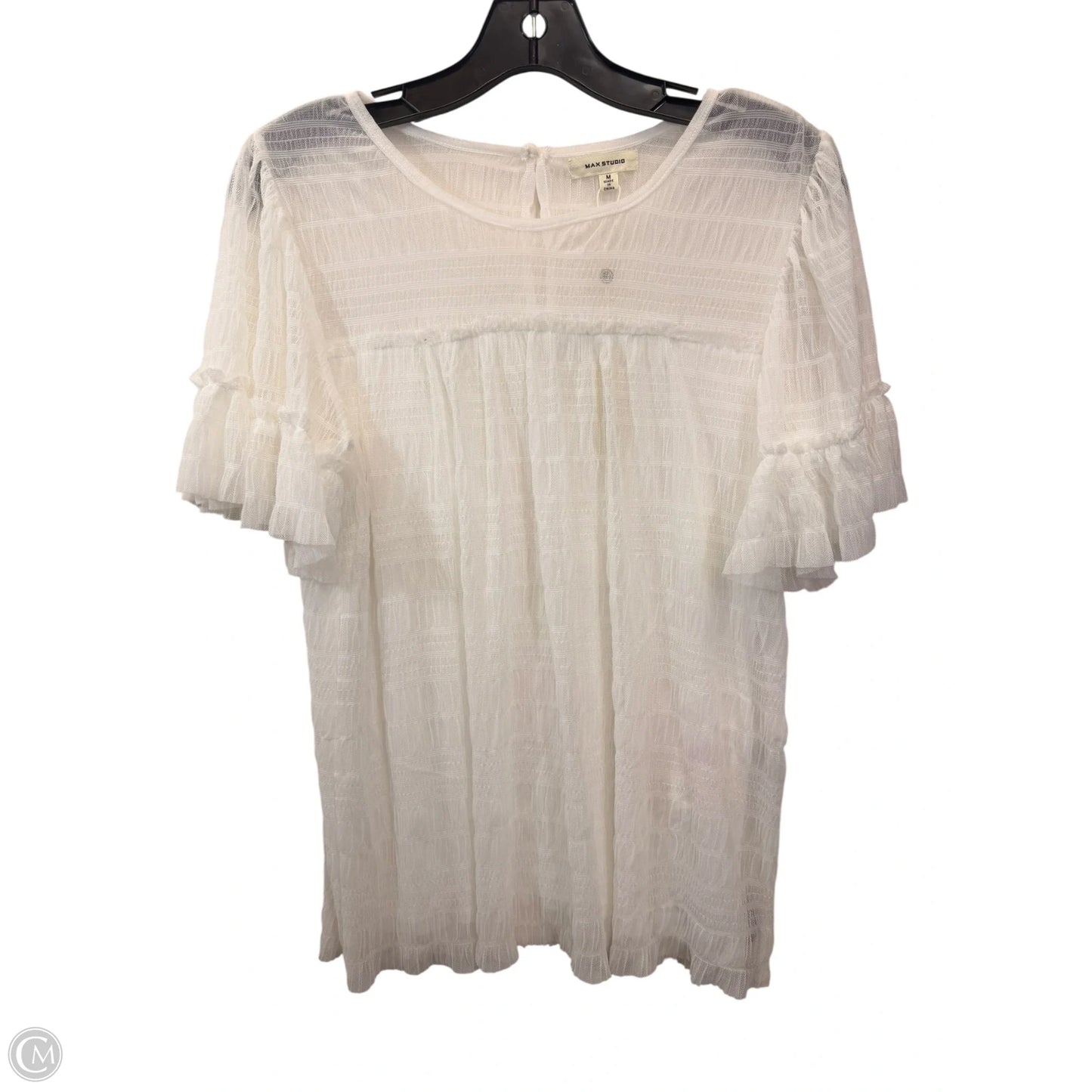 Top Short Sleeve By Max Studio In White, Size: M