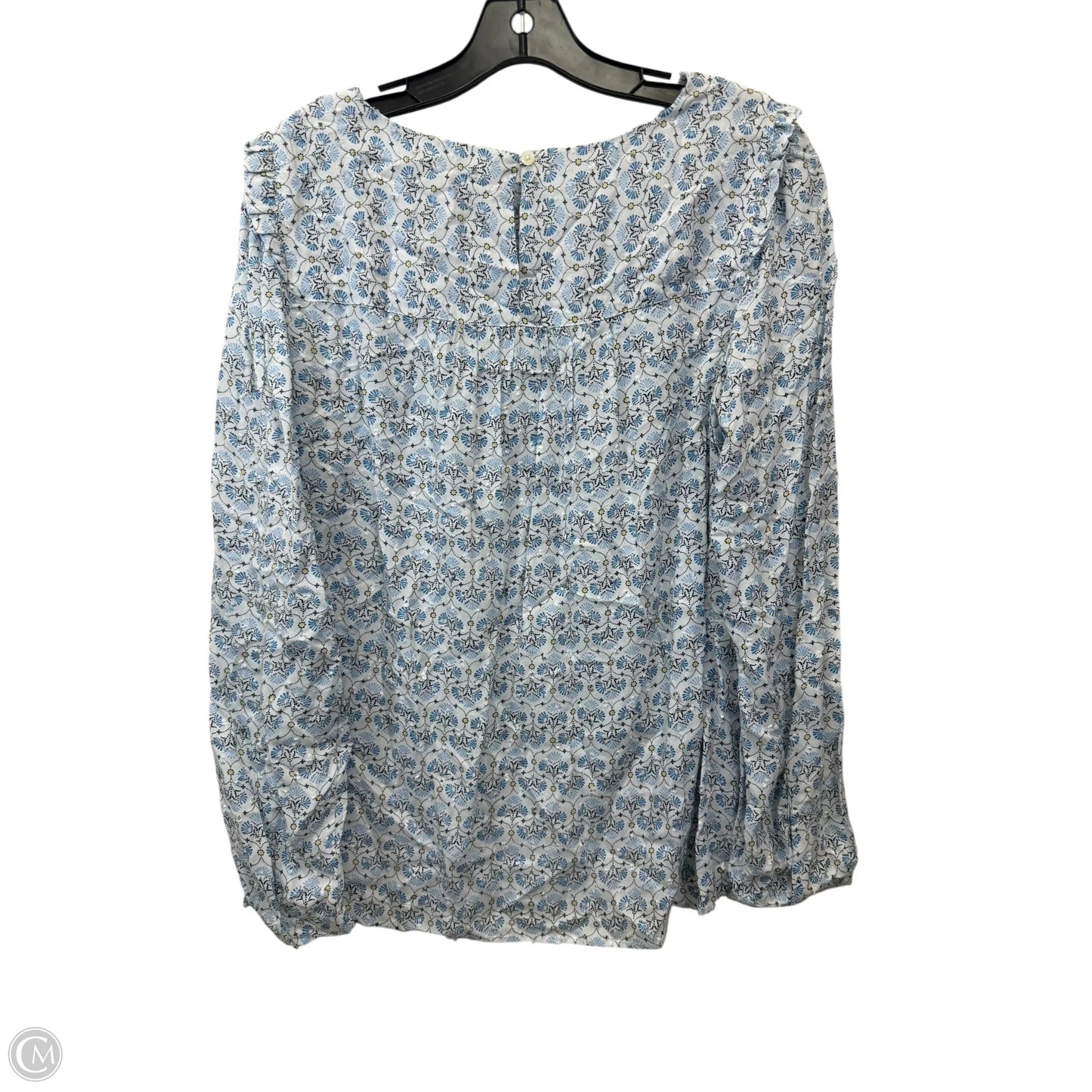 Top Long Sleeve By Loft In Blue & White, Size: L