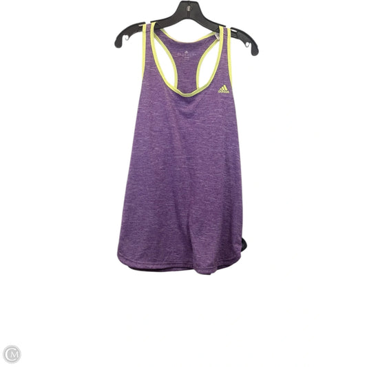 Athletic Tank Top By Adidas In Purple & Yellow, Size: L