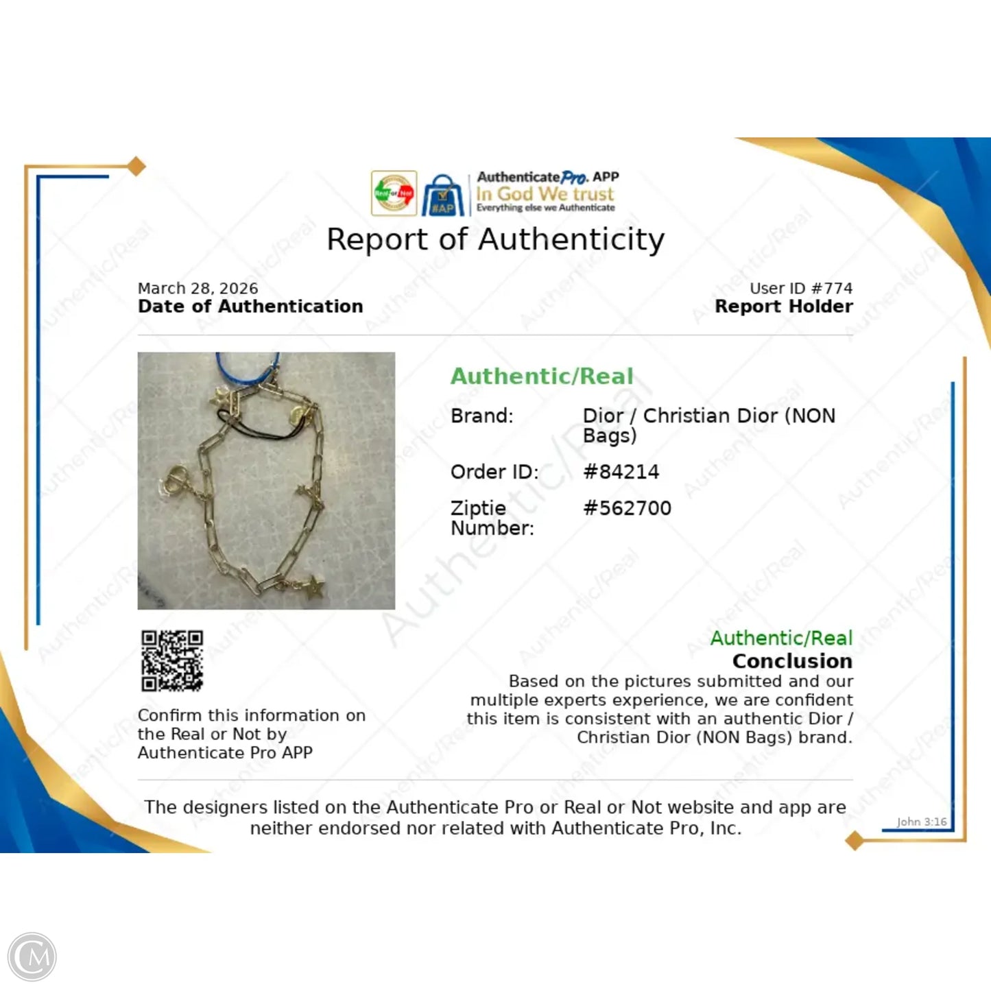 Accessory Designer Tag By Dior