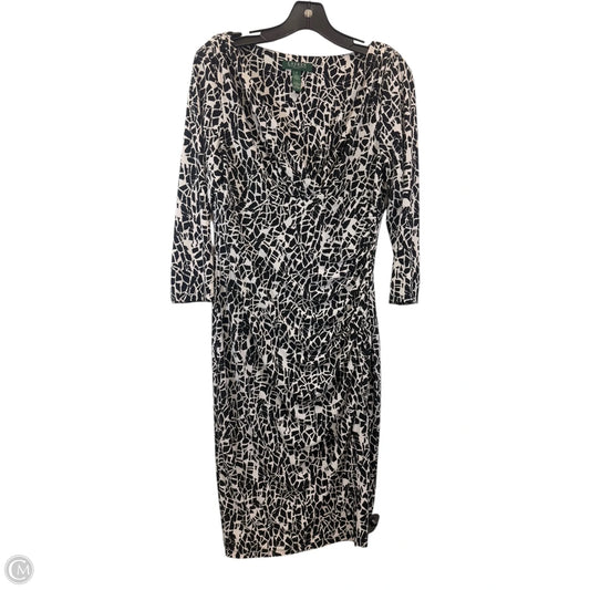 Dress Casual Midi By Lauren By Ralph Lauren In Black & Tan, Size: M