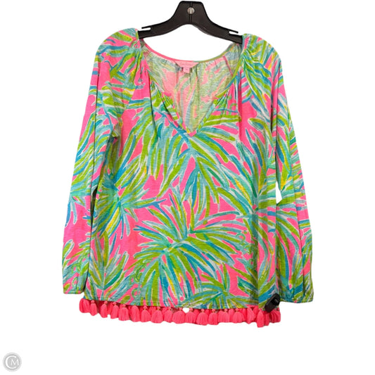 Top Long Sleeve Designer By Lilly Pulitzer In Green & Pink, Size: Xs