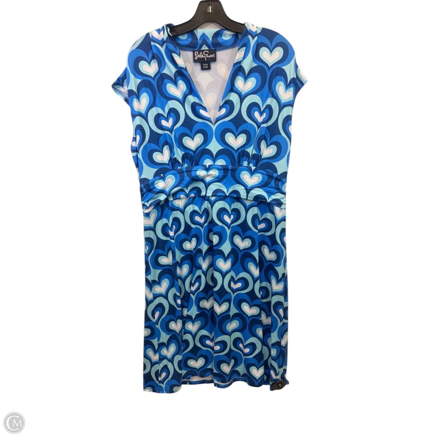 Dress Casual Midi By Leslie Evers In Blue & White, Size: Xl